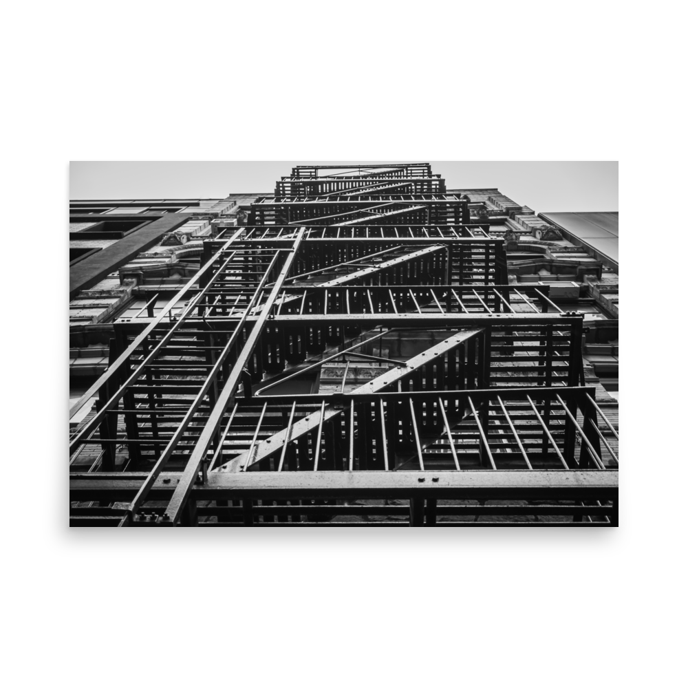 Tirage photo de New York "Emergency stairs of New York B&W" - NY - The Artistic Way