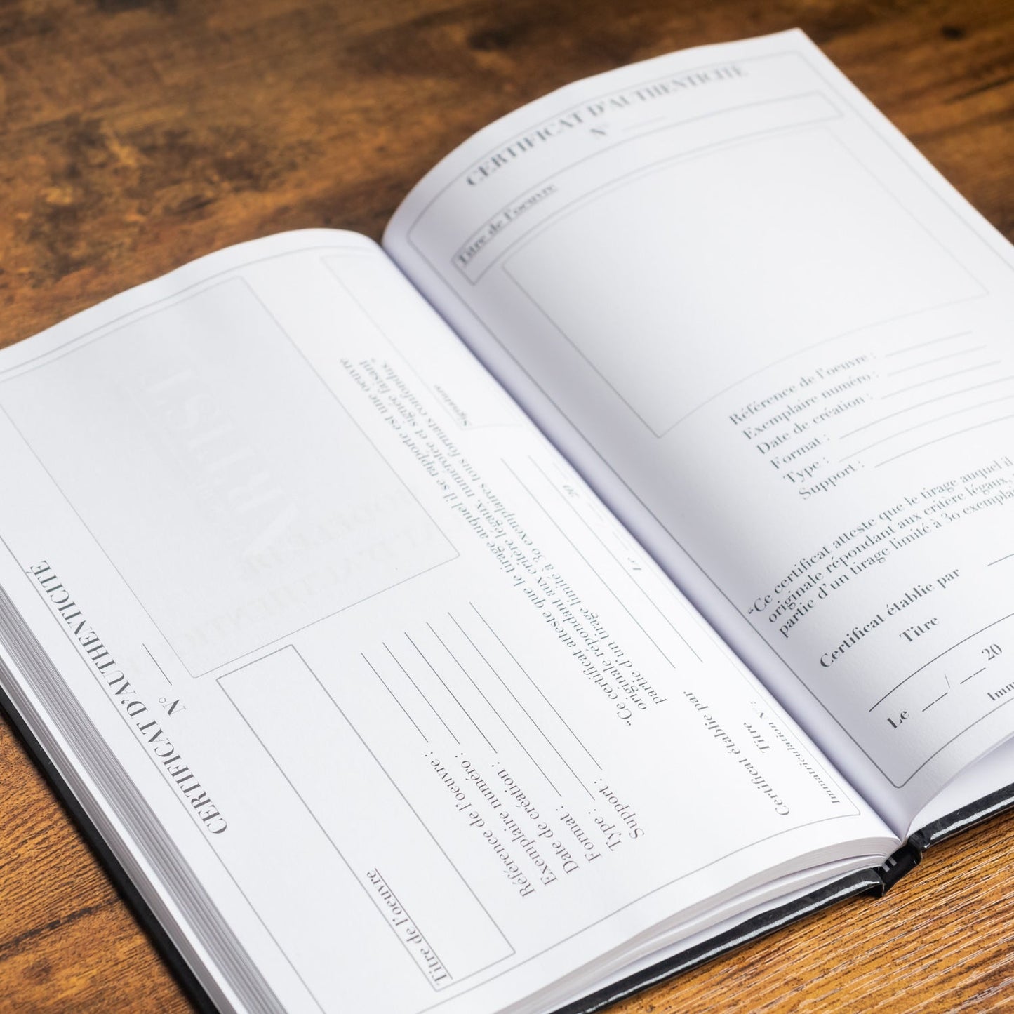 Livre registre Mes Créations Artistiques - Certificat d'authenticité - Like an Artist