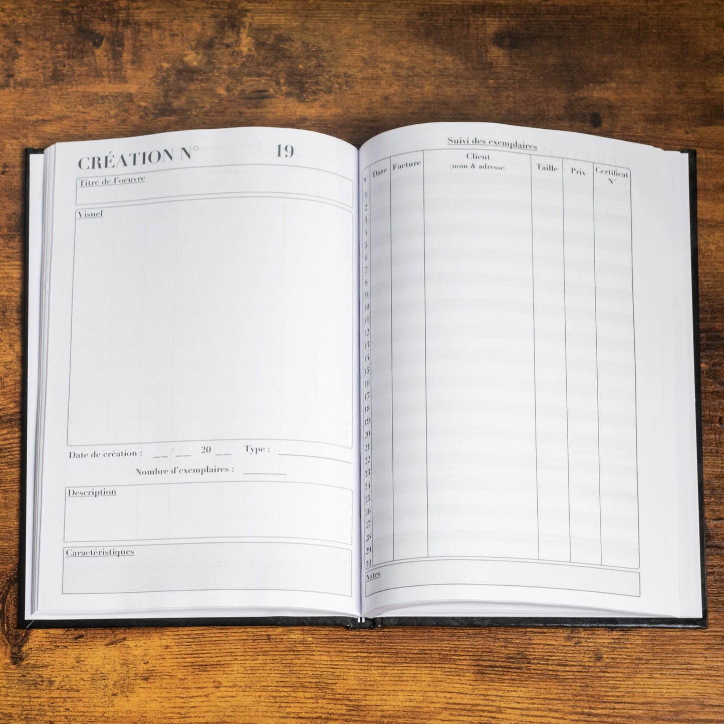 Livre registre Mes Créations Artistiques - intérieur - Like an Artist