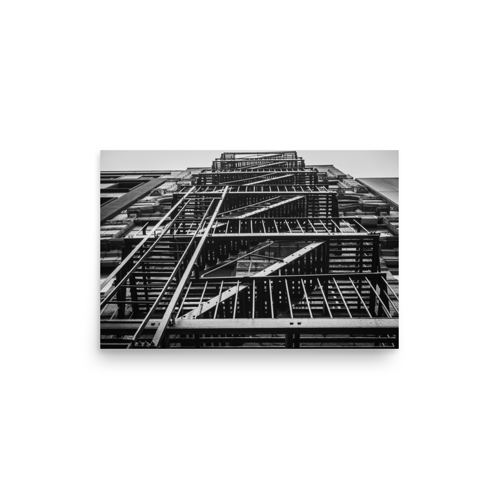 Tirage photo de New York "Emergency stairs of New York B&W" - NY - The Artistic Way