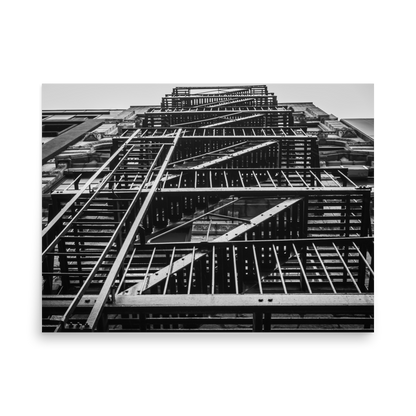 Tirage photo de New York "Emergency stairs of New York B&W" - NY - The Artistic Way