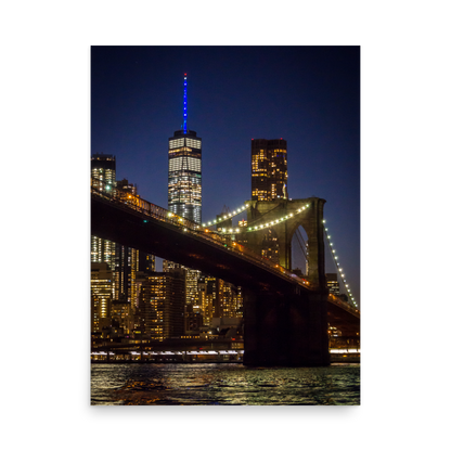 Tirage photo de New York "Downtown Manhattan from Brooklyn at Night" - NY - The Artistic Way