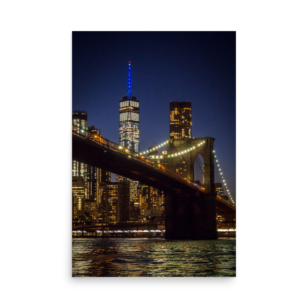 Tirage photo de New York "Downtown Manhattan from Brooklyn at Night" - NY - The Artistic Way