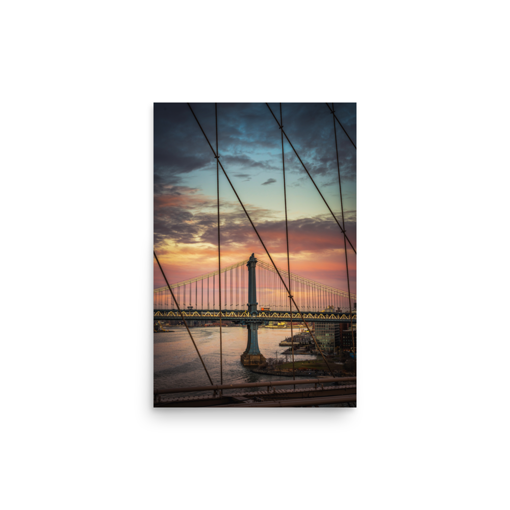 Tirage Photo de New York "Pink Manhattan Bridge Sunset" - NYC - The Artistic Way