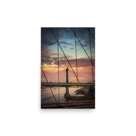 Tirage Photo de New York "Pink Manhattan Bridge Sunset" - NYC - The Artistic Way