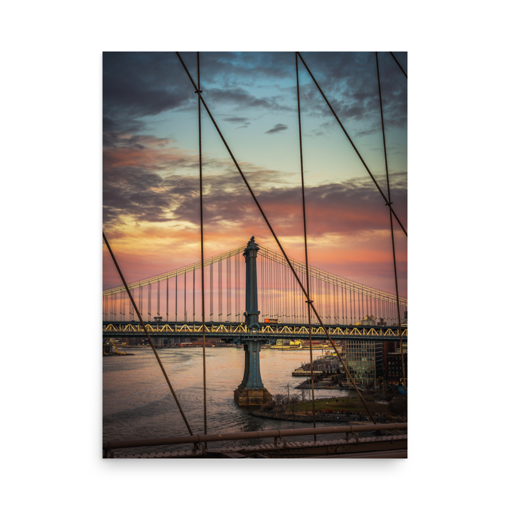 Tirage Photo de New York "Pink Manhattan Bridge Sunset" - NYC - The Artistic Way
