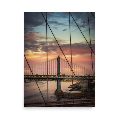 Tirage Photo de New York "Pink Manhattan Bridge Sunset" - NYC - The Artistic Way