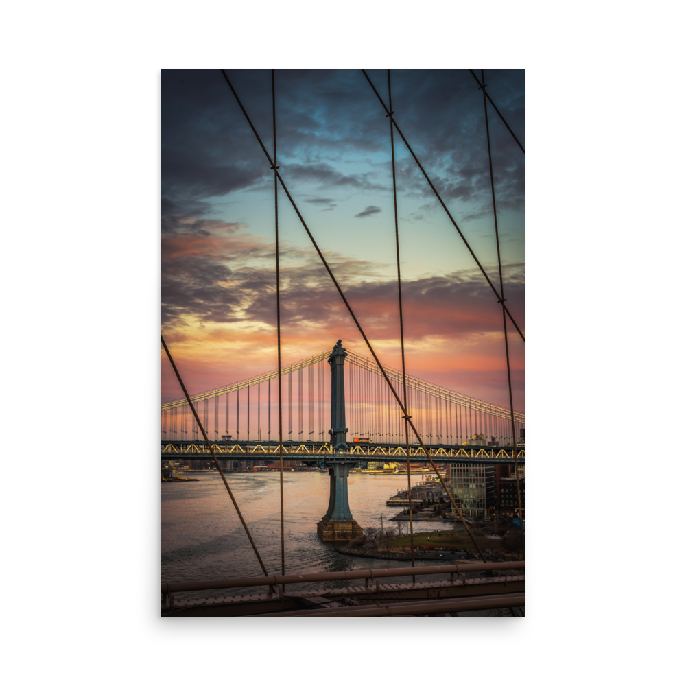 Tirage Photo de New York "Pink Manhattan Bridge Sunset" - NYC - The Artistic Way