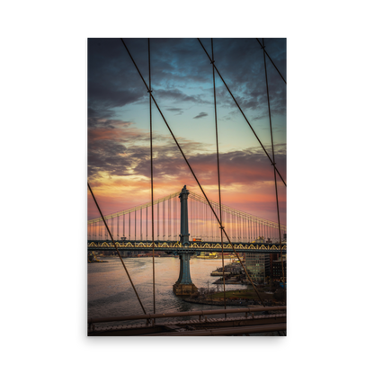 Tirage Photo de New York "Pink Manhattan Bridge Sunset" - NYC - The Artistic Way