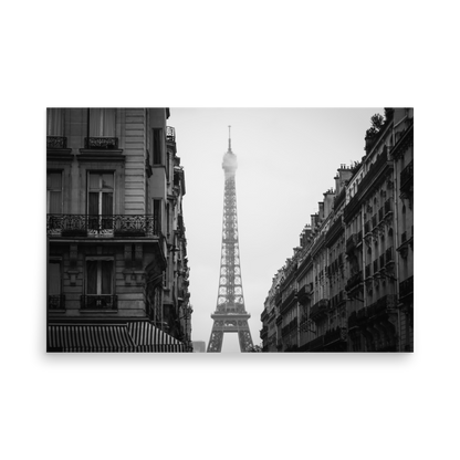 Tirage photo de Paris "Misty Eiffel Tower B&W" - Paris - The Artistic Way