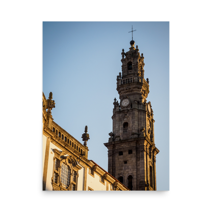 Tirage photo de Porto "Sunset over the tower of the Clerigos Church in the center of Porto" - Porto - The Artistic Way