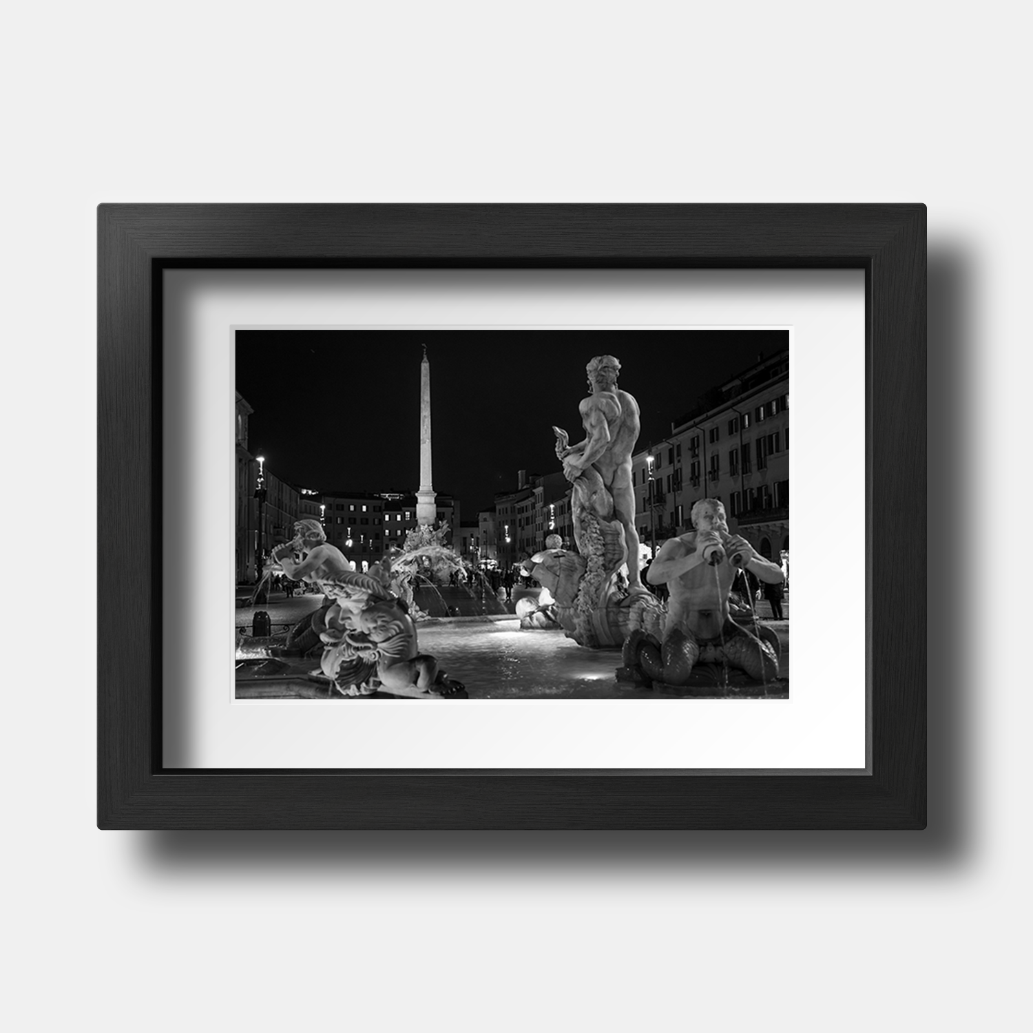 Tirage photo de Rome "B&W Piazza Navona at Night" - Rome - The Artistic Way