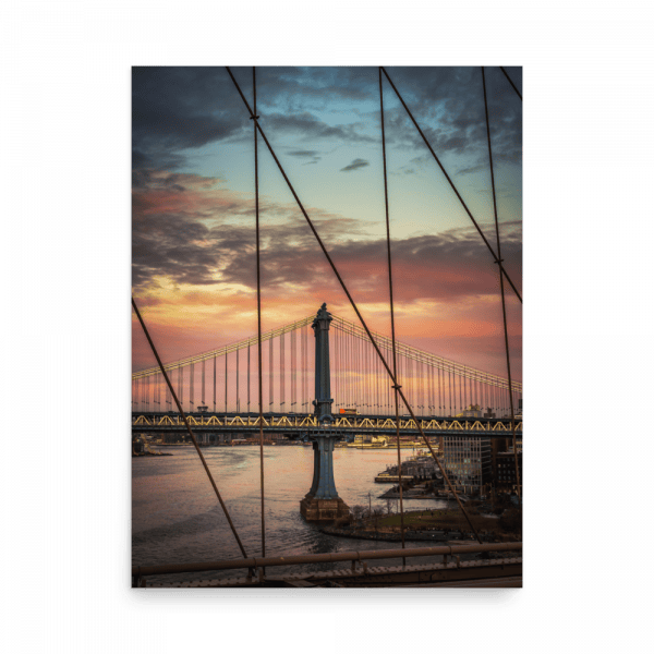 Tirage Photo de New York "Pink Manhattan Bridge Sunset" - NYC - The Artistic Way