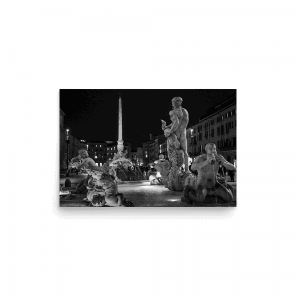 Tirage photo de Rome "B&W Piazza Navona at Night" - Rome - The Artistic Way